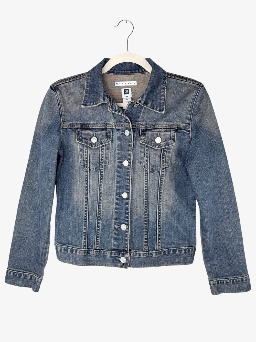 GAP trucker jean jacket women’s XS classic stretch denim Y2K tomboy medium wash